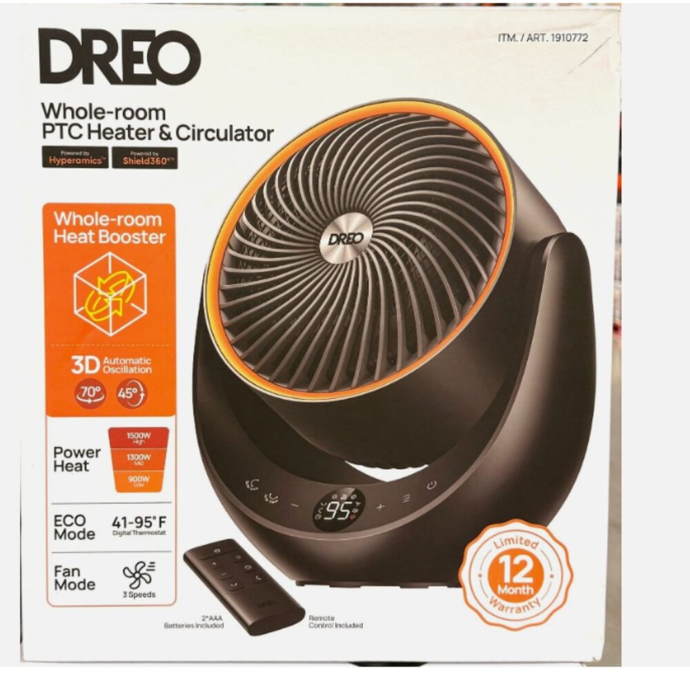 NEW! DREO 1500W Portable 3D Automatic Oscillating Ceramic PTC Heater - Picture 3 of 11